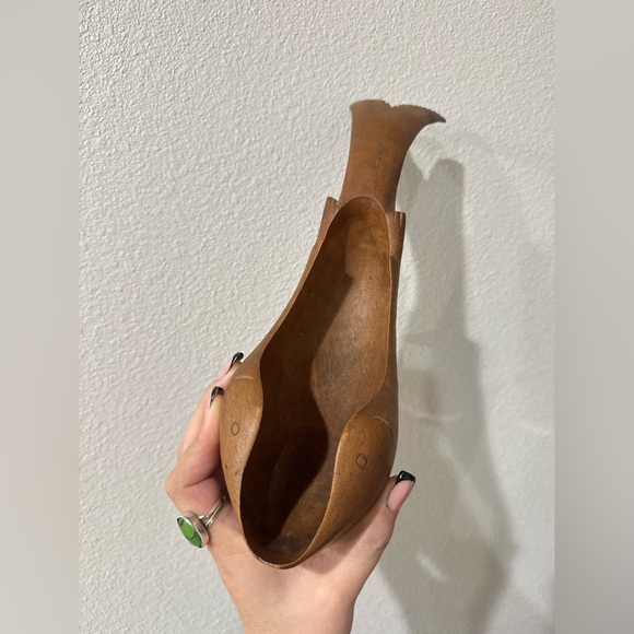 Hand-Carved Wood Dolphin Dish Bowl – Mid-Century Tiki Coastal Decor - Picture 3 of 7